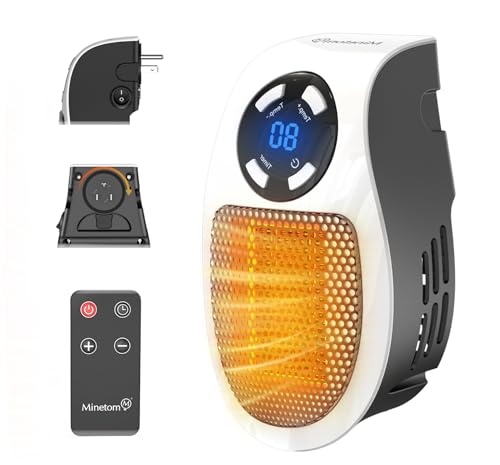 Top 10 Picks for the Best Heater for Bathroom Comfort 10 Plug in Small Space Heater for Indoor Use 450W, Wall Outlet Electric Heater with Remote, 12H Timer & LED Display, PTC Ceramic Fast Heat Safely for Bedroom Bathroom Office