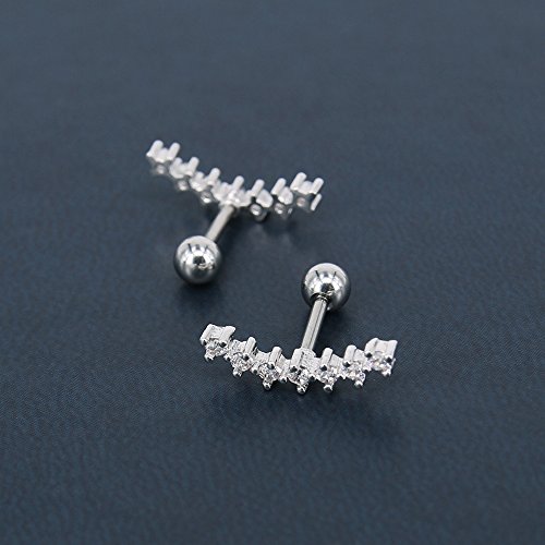 Zs ED275G Curve Seven Stud Cz Stud Earrings 316L Stainless Steel Ear Helix Conch Cartilage Piercing thumb #3