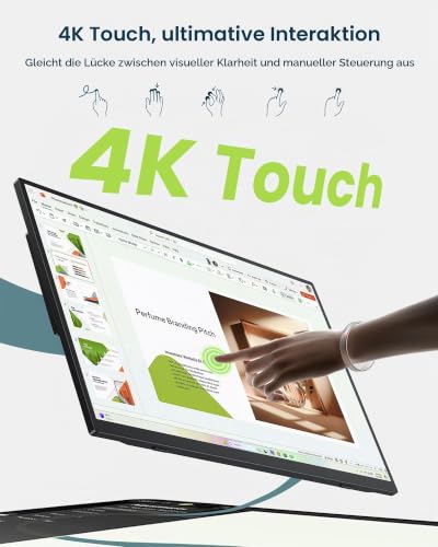 EVICIV Portable Monitor Touchscreen 15,6 Zoll 4K 135 %sRGB 2000:1 450Nits – Ansicht 2