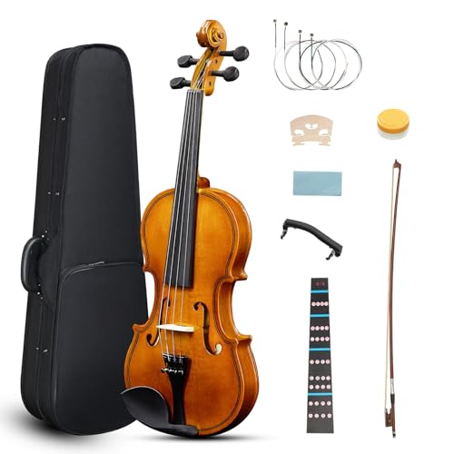 Ktaxon Full Size Violin, 3/4 Acoustic Violin with Portable Case, Finger Guide Sticker, Polishing...
