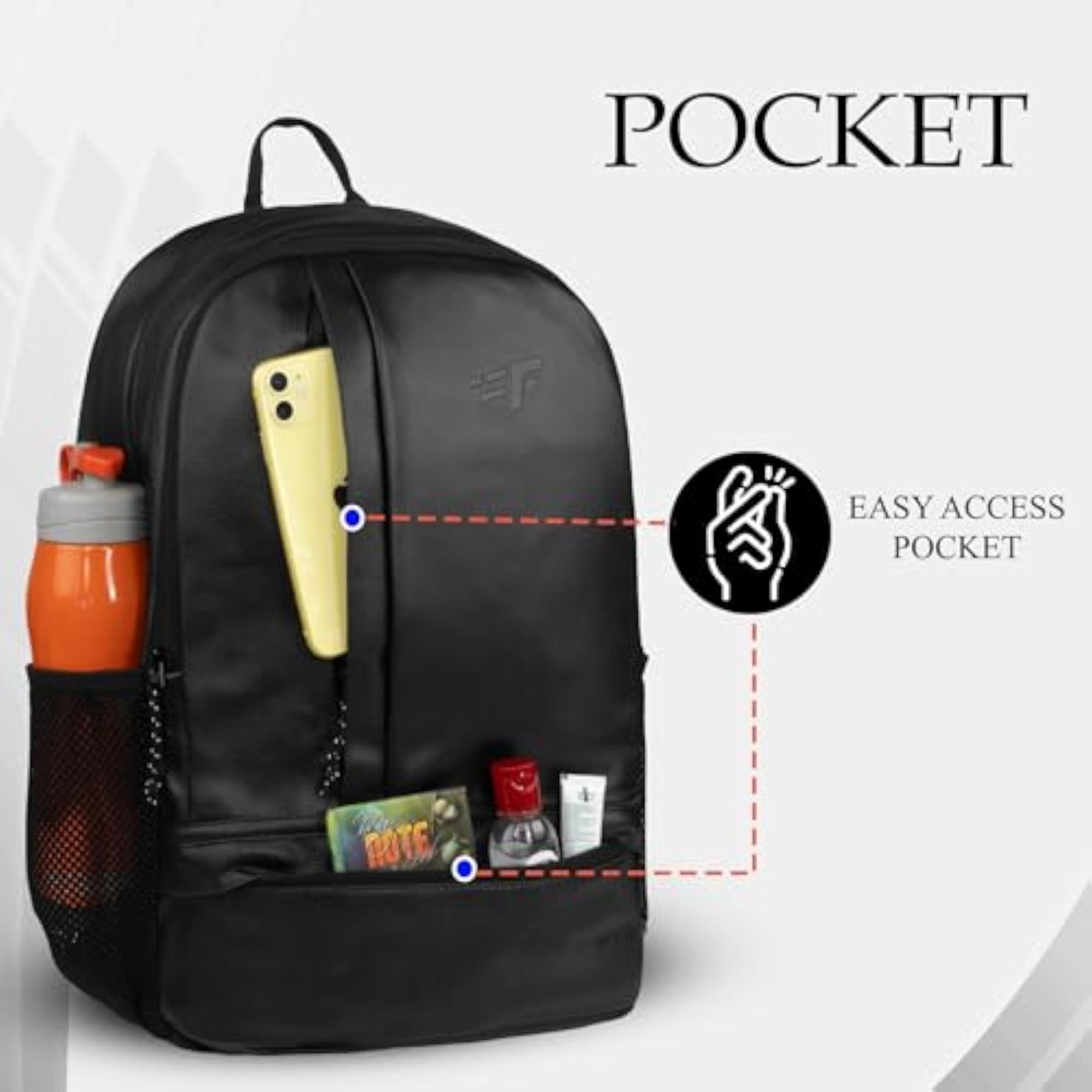 Burner Black 22L Medium Laptop Backpack, Lightweight
