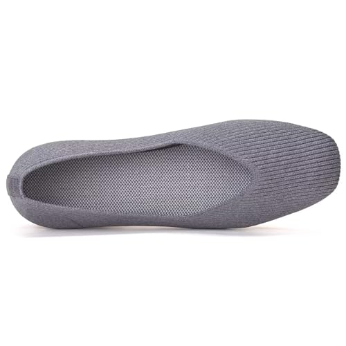 Image of Frank Mully Womens Casual Flat Shoes Square Toe Shoes Knitted Work Flat Comfort Dressy Flat Shoes for Daily Washable