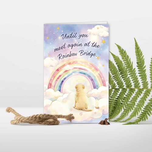 Image of Dog Loss Sympathy Card, Rainbow Bridge Pet Memorial Cards, Condolence Gift for Dog Owner, Pet Bereavement Greeting Card for Loss of Beloved Dog