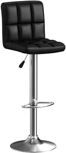 Miniatura 5 de COSTWAY Juego de 2 taburetes de bar, modernos taburetes de bar giratorios de altura ajustable de piel sintética con respaldo, altura de mostrador