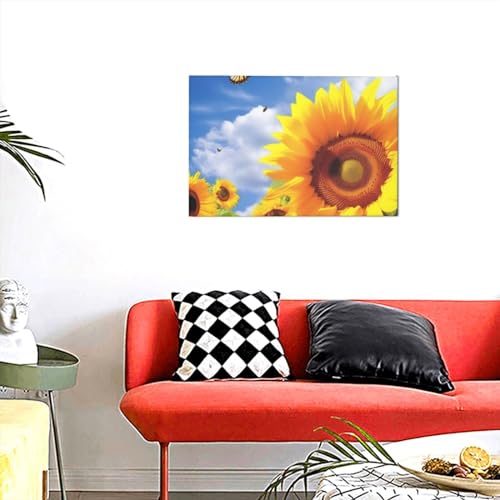 Impression sur toile tournesol et papillon YoupO tableau moderne de salon 45x30 cm