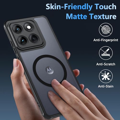 Image of For Motorola Edge 2025 Case,Magnetic [38 N52 Magnets] Military Grade Drop Protection moto edge 2025 case-Full Camera Protection Slim Matte Anti-Slip Phone Cover Protector For Motorola Edge 2025,Black