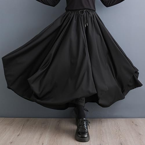 HALITOSS Women's Elastic Waist Loose Style Skirt Pants Wide Leg Ankle Length Trouser2