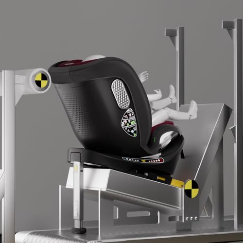 360 Car Seat with ISOFIX - Newborn to 12 Years Children, i-Size (ECE R129/E4) Rotating Swivel Baby Car Seat,Group 0+1/2/3 (40-150cm),Rear Facing for Longer from Birth to 4 Years. Red Black - Image 6