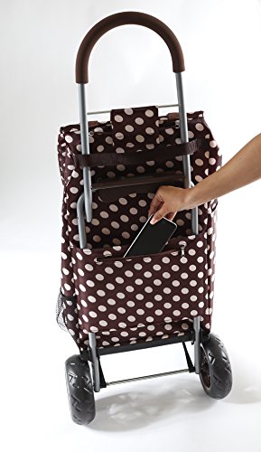 Image of dbest products Trolley Dolly Shopping Grocery Foldable Cart Storage Mom, Brown Polka Dot