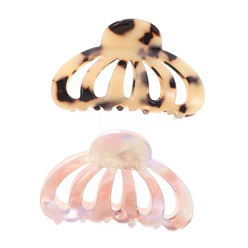 Healvian Lot De 2 Pinces à Griffes Petites En Résine, Pinces à Cheveux Pour Femmes, Maintien Ferme, Couleurs Violette Raisin Et Écaille Claire, Pour...