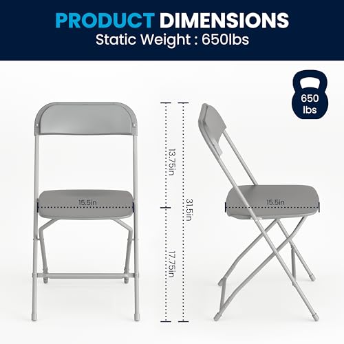 Image of Flash Furniture Hercules Series Plastic Folding Chair - Grey - 6 Pack 650LB Weight Capacity Comfortable Event Chair-Lightweight Folding Chair