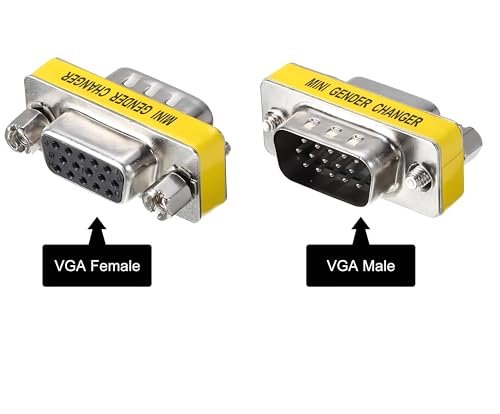 Image of VGA SVGA HD15 Female to Male Mini Gender Changer Coupler Adapter (2 Pieces) VGA F /M