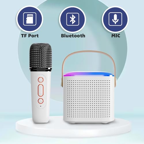 Image of Wembley Bluetooth Karaoke Set with Microphone and Speaker - Musical Toy for Kids, Gift for Singing, Ideal for Parties, Picnics, and Travel Entertainment - White Bucket Style