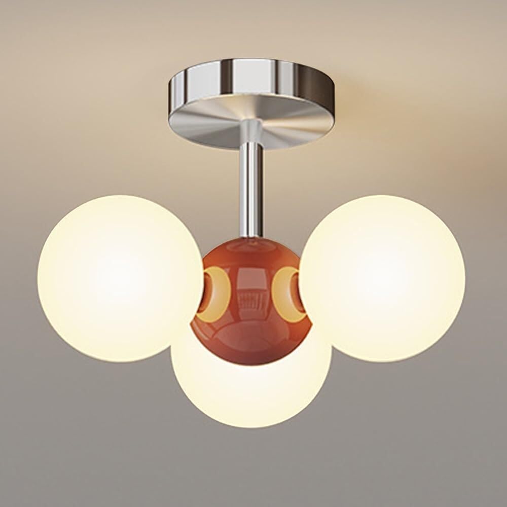 Cartoon Led Ceiling Light Acrylic Ceiling Lamp 3-Color Temperature Mode Modern Flush Mount Light Fixtures for Girls Room Kids Room Bedroom Kitchen Island (Red)