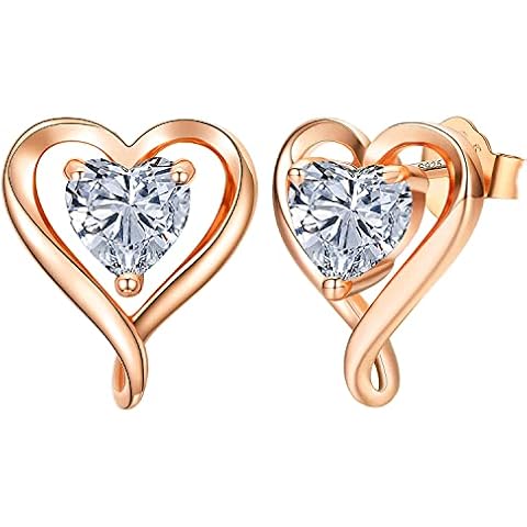 LAVUMO Heart Earrings Sterling Silver Stud Earrings For Women Hypoallergenic Gold Silver Rose Gold Studs Set Cubic Zirconia jewelry for women Gifts for Her on Birthday Anniversary Cover