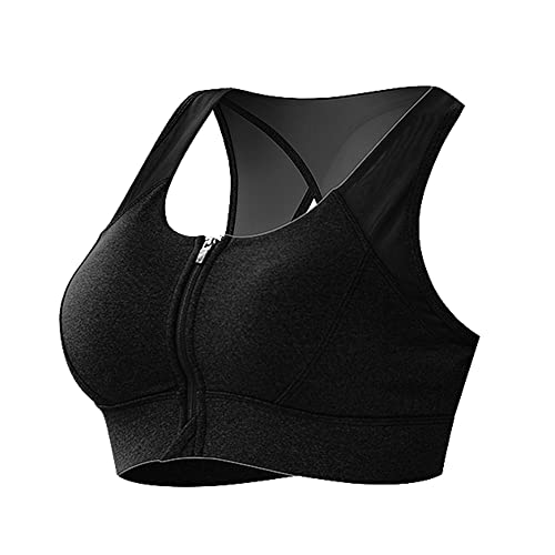 Brassière de sport fitness femme noir S soutien gorge gym zippé yoga
