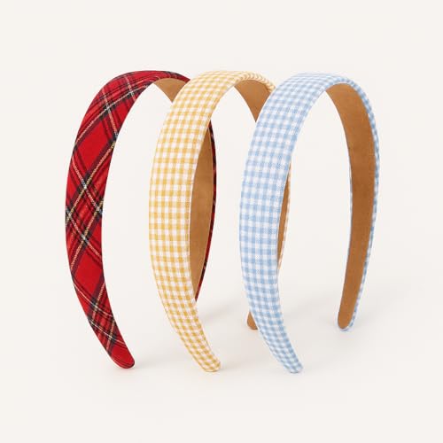 XIMEO Plaid Headbands for Women – 3 Pack Adult Headbands,