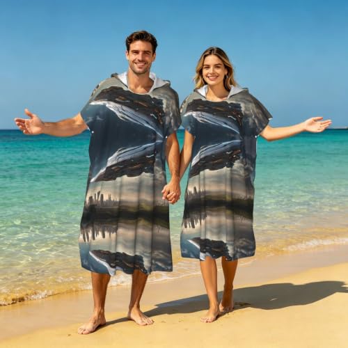 Poncho microfibre à capuche UFO pour se sécher et se changer - 7