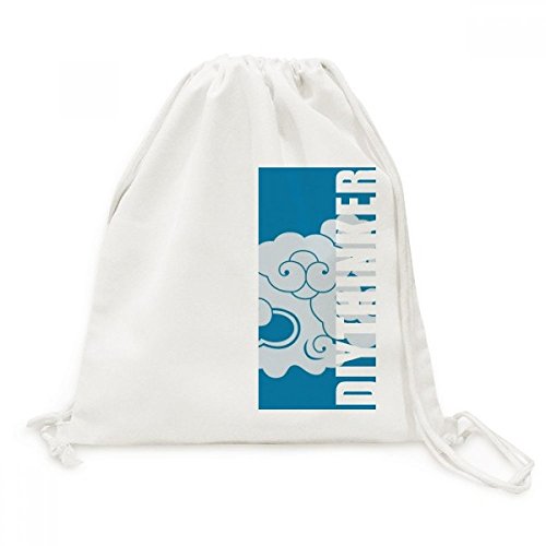 Sac à dos cordon toile DIYthinker peinture nuage blanc voyage