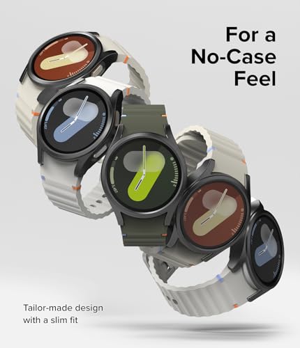 Image of Ringke Slim & Glass Compatible with Samsung Galaxy Watch 7 44mm Case [Combo] Anti-Scratch Hard PC Frame Protection Cover with HD Clear Tempered Glass Screen Protector - Titanium Black