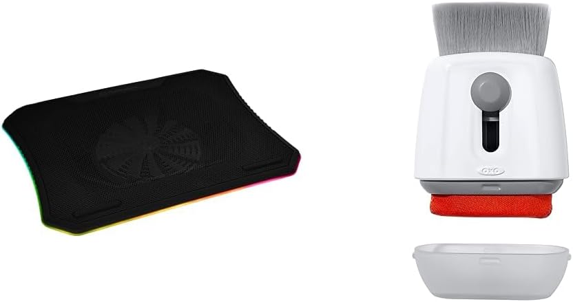 Thermaltake Massive 20 RGB Steel Mesh Panel Single 200mm Fan 10"‐19" Laptop Notebook Cooling Pad and OXO Good Grips Sweep & Swipe Laptop Cleaner