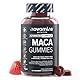 Novomins Maca-Wurzel-Gummibärchen 2000 mg (hochdosiert) - 100% peruanisches Maca-Nahrungsergänzungsmittel für Männer und Frauen - L-Arginin, Vitamin B12 & B6-60 vegane Erdbeer-Kaubonbons - Schmackh