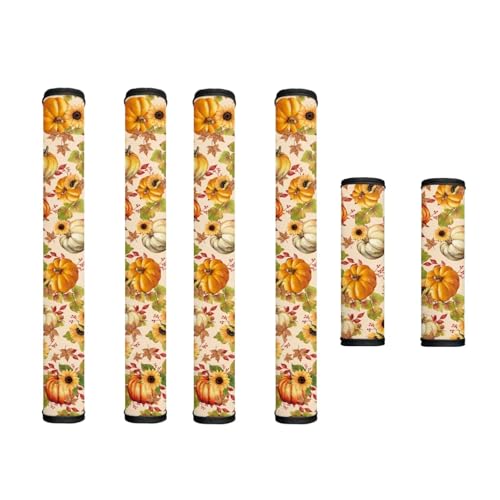 Image of Fridge Microwave Door Handle Covers Pack of 6 Waterproof Kitchen Electrical Appliances Handle Protector Easy Installation Kitchen Home Decor, Pumpkin Leaves Sunflower Thanksgiving Fall