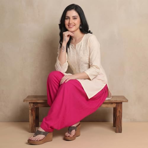 Image of FASHION GALLERY Women's Rayon Relaxed Fit Patiala Salwar with Full Length Drawstring Closure Type and Flexible Waist | Patiala Pant for Woman Free Size Fit Upto XXL