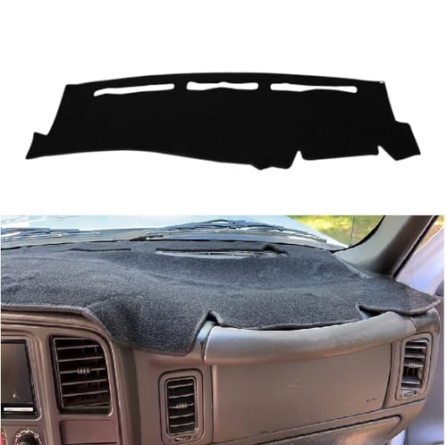 Dashboard Cover Mat Compatible with 1999-2006 Chevy Silverado/GMC Sierra 2000-2006 GMC Yukon XL/Chevy Tahoe Suburban Avalanche Dash Cover Mat Carpet Premium Black