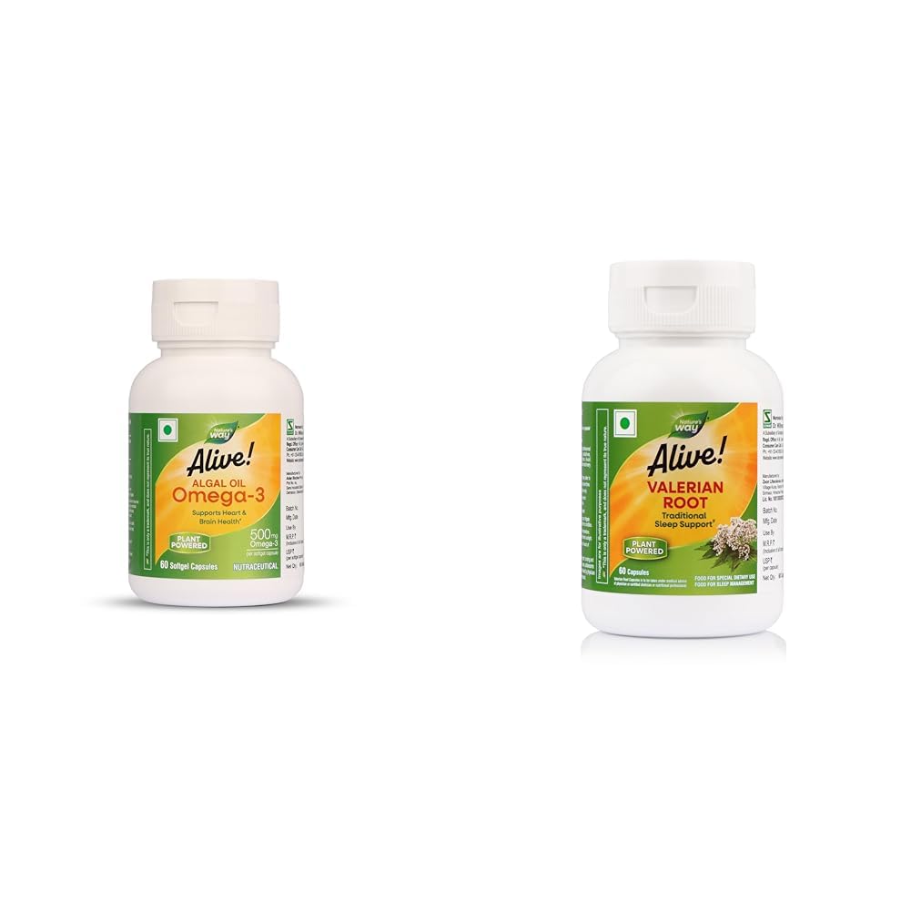 Nature's Way Alive Omega-3 500 mg|Pure Algal Oil Plant Omega for Heart & Brain Wellness -100% Veg, | Nature’s Way Alive Valerian Root | Supports Sound Sleep & Relaxation| Traditional Sleep Support fo-image-48