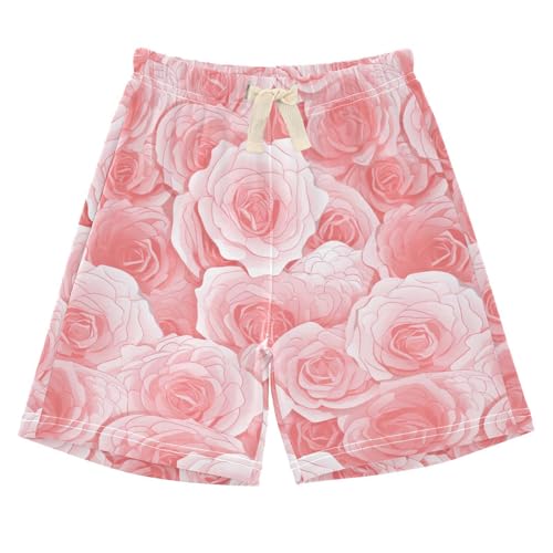 J JOYSAY Pink Beautiful Rose Toddler Baby Boy Shorts Shorts with Drawstring Elastic Waist Boys Athletic Shorts for 2T Boys Girls