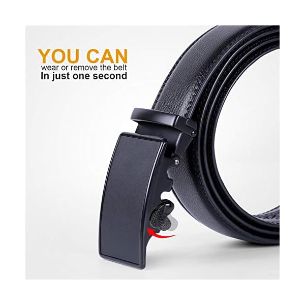 2 Pack Leather Ratchet Belt for Men Adjustable Dress Belt with Click Sliding Buckle M - Image 3
