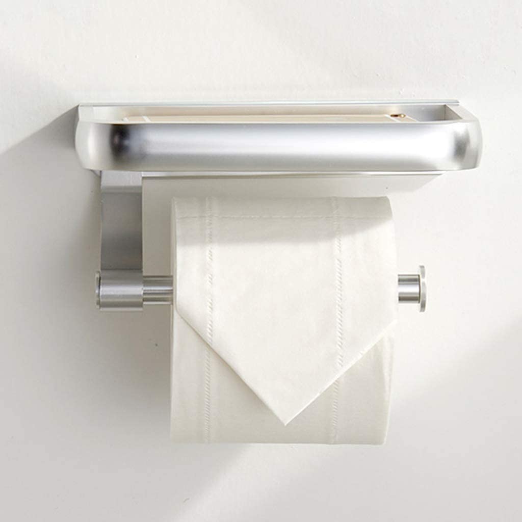 Uchwyt na papier toaletowy Metalowy uchwyt na papier toaletowy Uchwyt na papier toaletowy z półką montowany na ścianie do łazienki i kuchni(