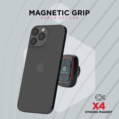 POWERPEAK Car Phone Holder Mount, Magnetic Vent Mount, Easy Mointing and Realease Phone Mount for Car, Fits Smartphones - Black and Red Line