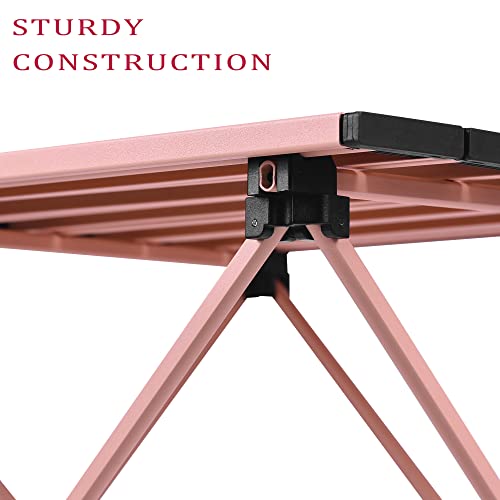 Image of Grope Portable Beach Table for Sand with Aluminum Table Top, Folding Camping Table Easy to Carry, Prefect for Outdoor, Picnic, BBQ, Cooking, Festival, Beach, Home (Pink-S)