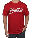 Enjoy Jesus Christ and Thou Shalt Never Thirst Coke Parody Inspirational/Christian Men's T-Shirt, Red, Medium