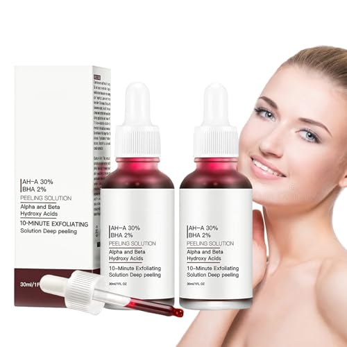 Solución exfoliante 30% AHA + 2% BHA,2pcs Solución Peeling,Exfoliante Facial Mujer,Peeling Quimico Facial,Peeling Facial,Reducir Obstrucción de los Poros,para una Variedad de Tipos de Piel