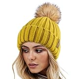 FURTALK Womens Winter Knitted Beanie Hat with Faux Fur Pom Warm Knit Skull Cap Beanie for Women (one...