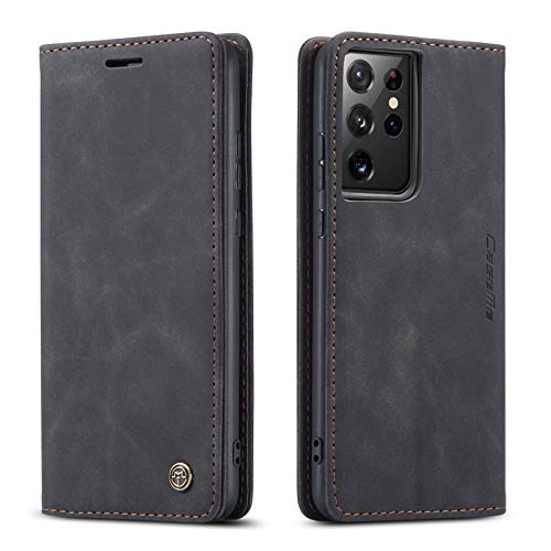 Kowauri Flip Case for Galaxy S21 Ultra,Leather Wallet Case Classic Design with Card Slot and Magnetic Closure Flip Fold Case for Samsung Galaxy S21 Ultra 5G (Brown)