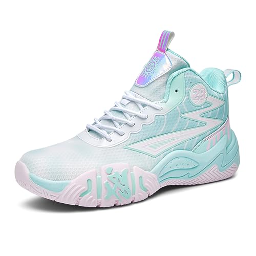 Zapatillas de Baloncesto de caña Alta for Hombre con Superficie de Malla for canchas al Aire Libre, Zapatillas Deportivas Antideslizantes(Pink,43 EU)