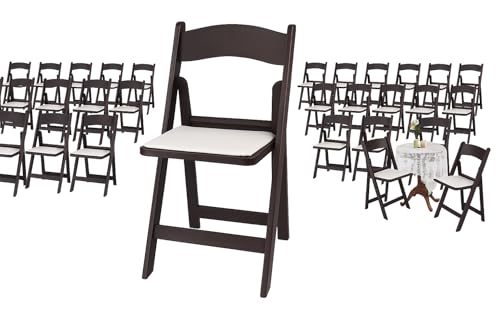 Image of BTEXPERT Resin Folding Chair Vinyl Padded Seat Indoor Outdoor Lightweight Set for Home Event Party Picnic Kitchen Dining Church School Weddings 50 Brown