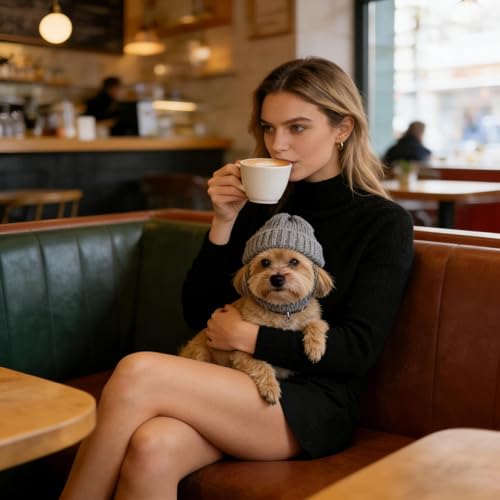 Hunde Beanie Mütze,Mit Ohrlöchern Weiche Strick-Kopfbedeckung - Winterhut für Katzen und Kätzchen,Für Welpen Kätzchen Kleine Rassen Kostümparty Geburtstag Fotoshooting Camping Zuhause Reisen Spazieren