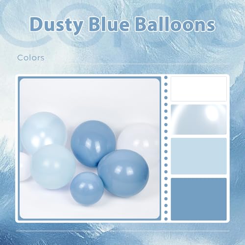 Image of 60pcs Dusty Blue Balloons 12inch with Clear Pastel Pearl Blue and White Balloons for Wedding Bridal Baby Shower Shower Birthday Party Decorations