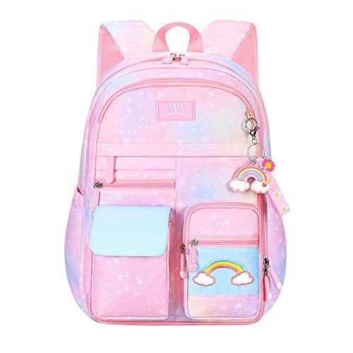 Colourful Girls School Backpack - Pink, Size S