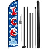 Mindsoft Ice Feather Flag Kit with Pole and Ground Spike, 15ft Large Advertising Swooper Flag Banner Sign for Business, Heavy Duty Ice Banner for Store Outside Restaurants, Markets, Festivals & Events