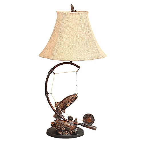 Black Forest Décor Fly Rod Trout Table Lamp – Fishing Themed Table Lamp