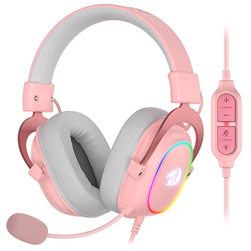 Redragon H510 Zeus-X RGB Casque de Jeu Filaire Rose - Son Surround 7.1 - Pilotes Audio 53 mm dans des Coussinets en Mousse à mémoire de Forme avec Housse en Tissu Durable Cover