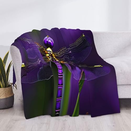 Couverture flanelle libellule violette plaid lit canapé toutes saisons - 5
