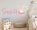 Tutu Dancing Teddy Bear - Custom Name Wall Stickers - Baby Girl - Nursery Cute Wall Decal for Baby...