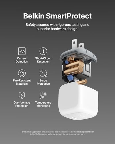 Image of Belkin Compact Wall Charger 45W, USB-C PD Fast Charging, USB-C Cable Included, Apple iPhone 17, 16 Series, Samsung Galaxy S26, S25 Series, Pixel 10, MacBook, iPad, AirPods, & More - White (2-Pack)